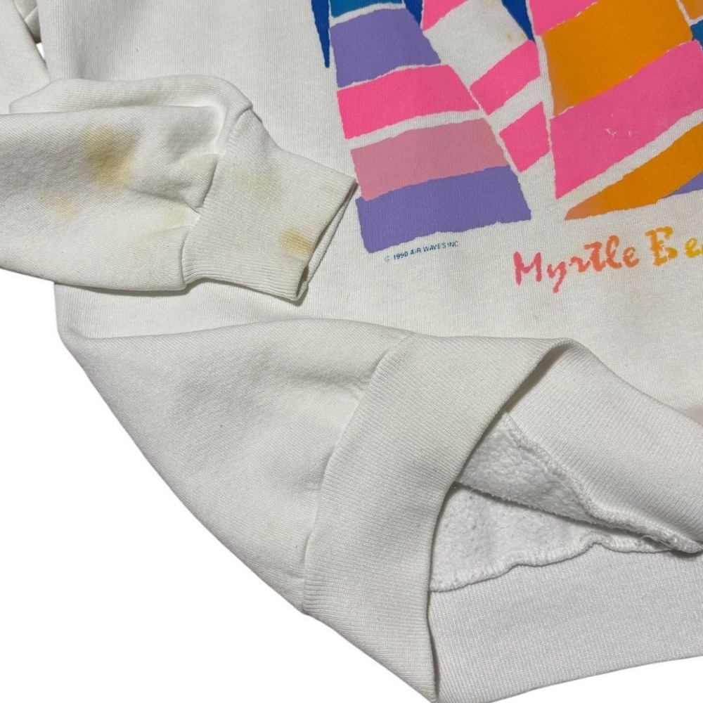 Vintage 90s Jerzees Myrtle Beach Sailboat Graphic Sweatshirt White Mens XL - Picture 5 of 8